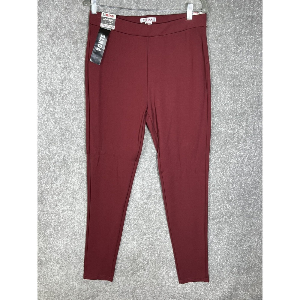 1st Kiss Ponte Tregging Pants Womens Size 1X Hot Red Maroon Pull On Get The Lift